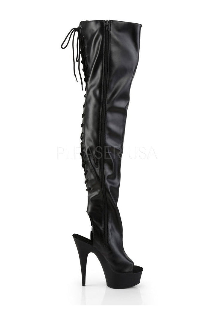 Pleaser DELIGHT-3017 Platform Boot in Black Faux Leather