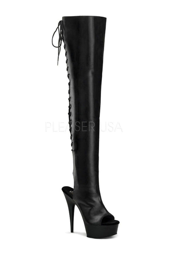 Pleaser Black Thigh Boots Platform Stripper Shoes | Buy at Sexyshoes.com