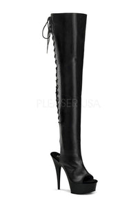 Pleaser DELIGHT-3017 Platform Boot in Black Faux Leather from SexyShoes.com
