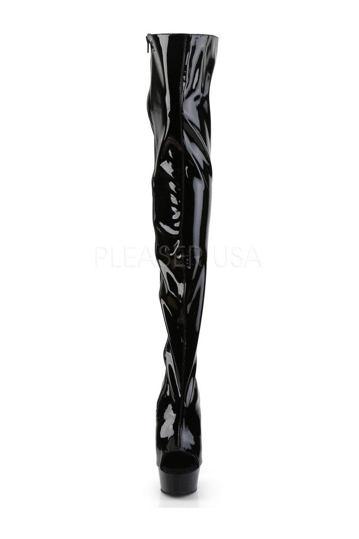 Pleaser DELIGHT-3017 Platform Boot in Black Patent