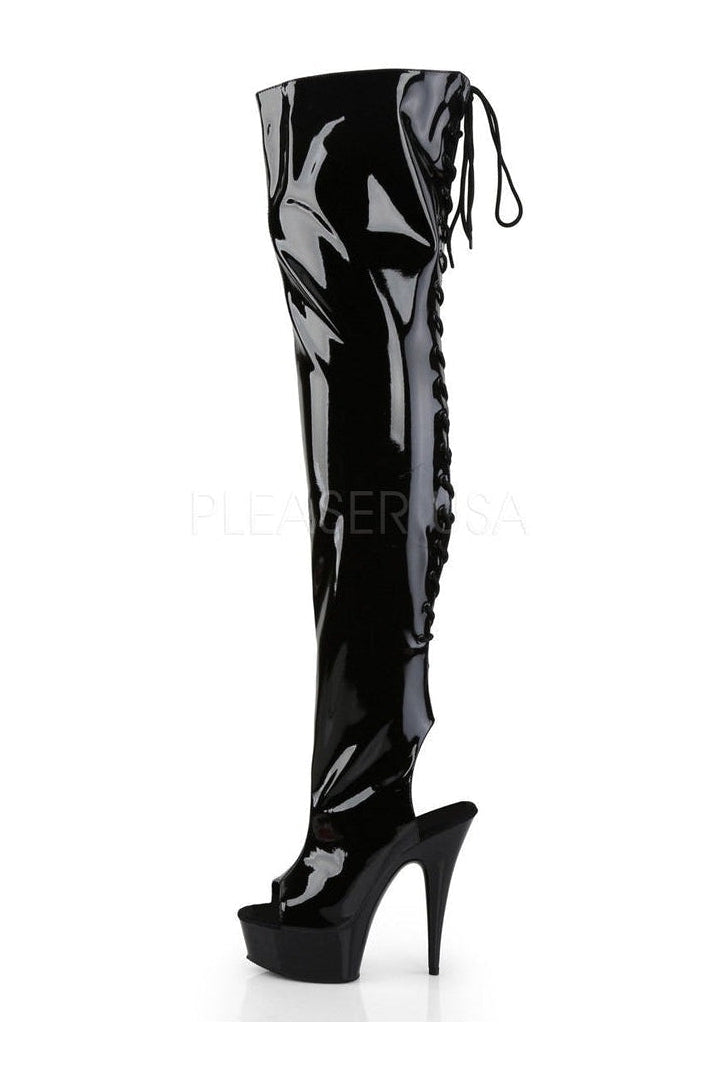Pleaser DELIGHT-3017 Platform Boot in Black Patent