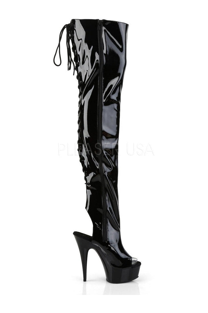 Pleaser DELIGHT-3017 Platform Boot in Black Patent