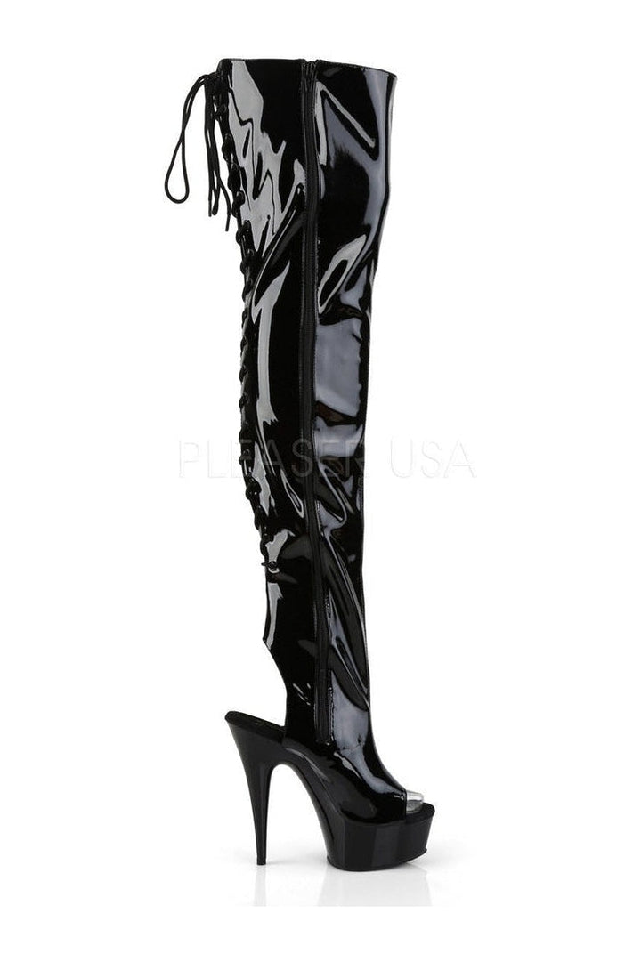 DELIGHT-3017 Platform Boot | Black Patent-Pleaser-Thigh Boots-SEXYSHOES.COM