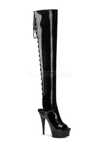 Pleaser DELIGHT-3017 Platform Boot in Black Patent from SexyShoes.com