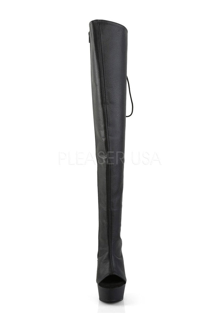 DELIGHT-3019 Platform Boot | Black Faux Leather-Pleaser-Thigh Boots-SEXYSHOES.COM