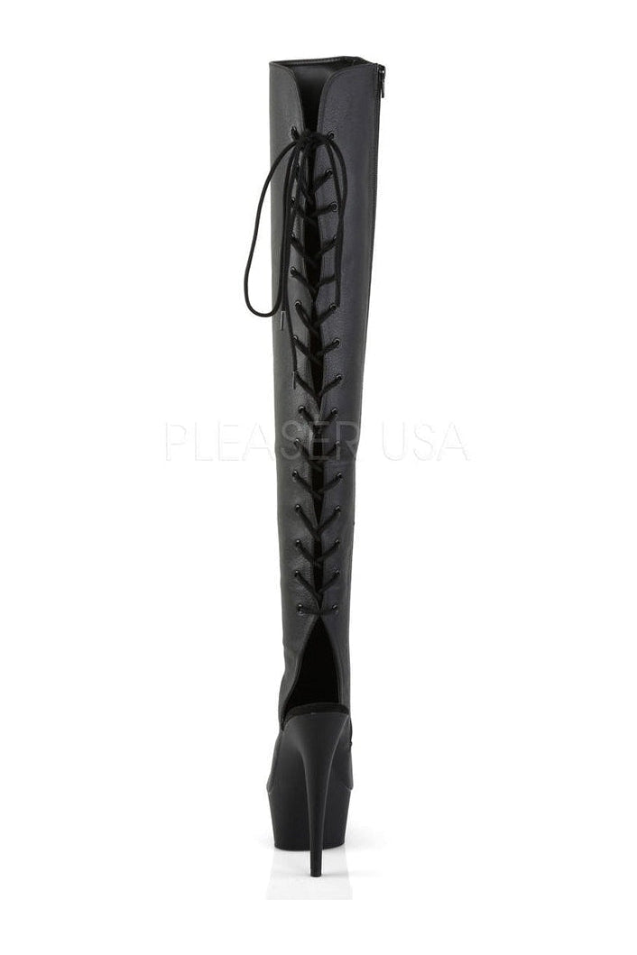 Pleaser DELIGHT-3019 Platform Boot in Black Faux Leather