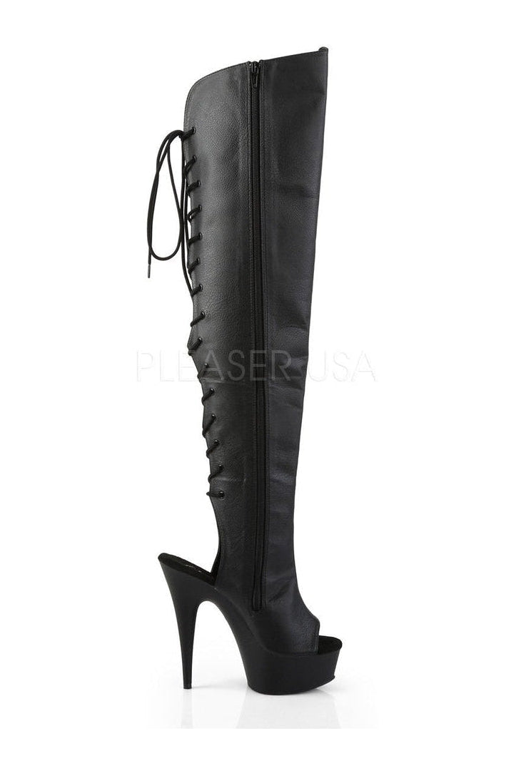 Pleaser DELIGHT-3019 Platform Boot in Black Faux Leather