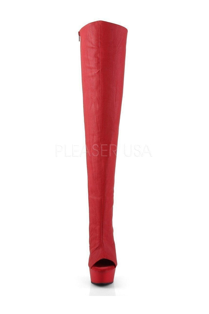 DELIGHT-3019 Platform Boot | Red Faux Leather-Pleaser-Thigh Boots-SEXYSHOES.COM