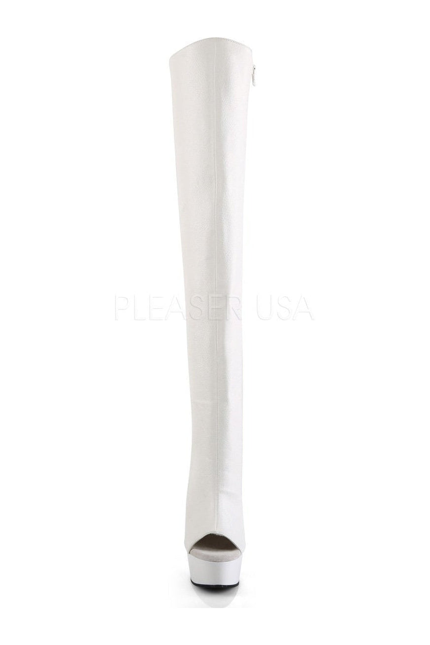 Pleaser DELIGHT-3019 Platform Boot in White Faux Leather