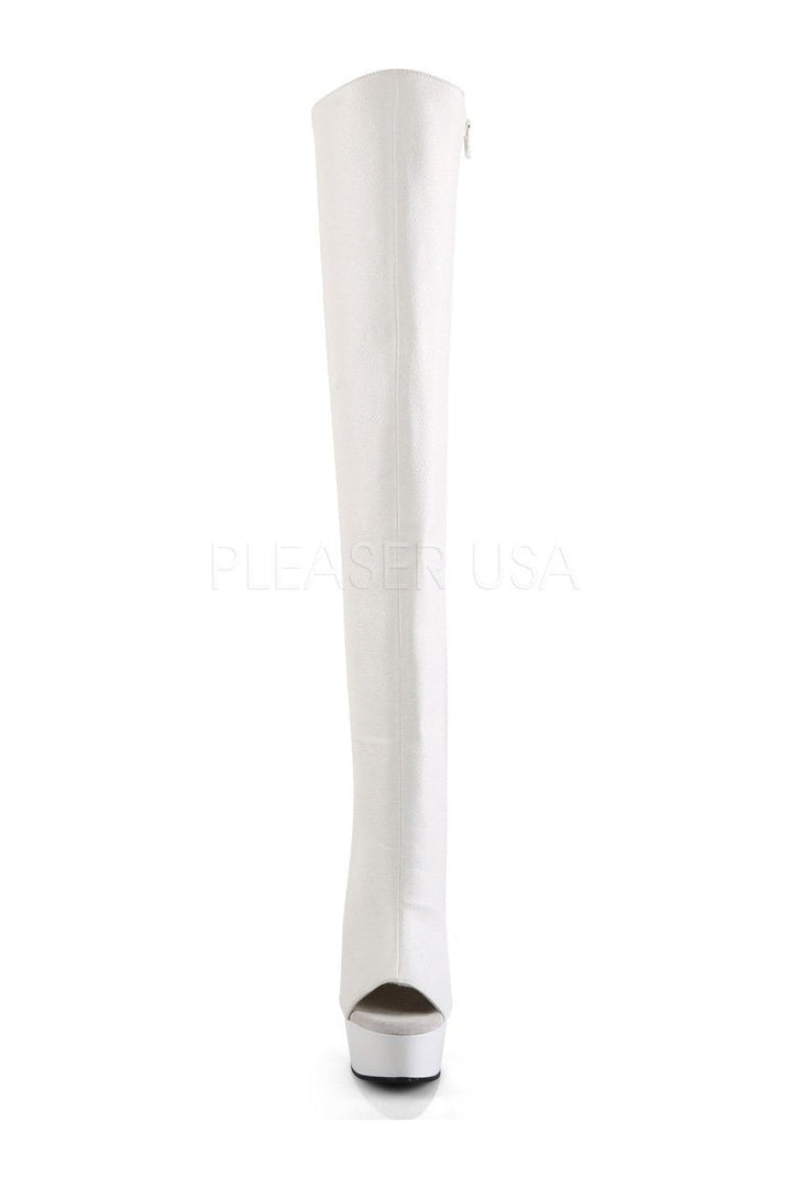 DELIGHT-3019 Platform Boot  | White Faux Leather