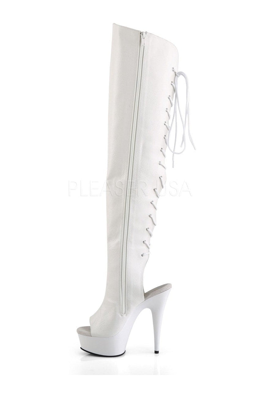 Pleaser DELIGHT-3019 Platform Boot in White Faux Leather