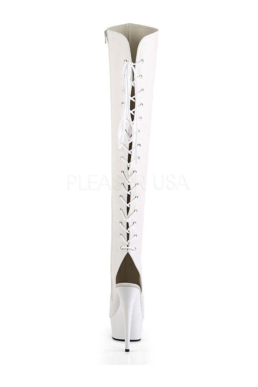 Pleaser DELIGHT-3019 Platform Boot in White Faux Leather