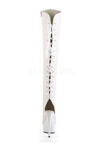Pleaser DELIGHT-3019 Platform Boot in White Faux Leather