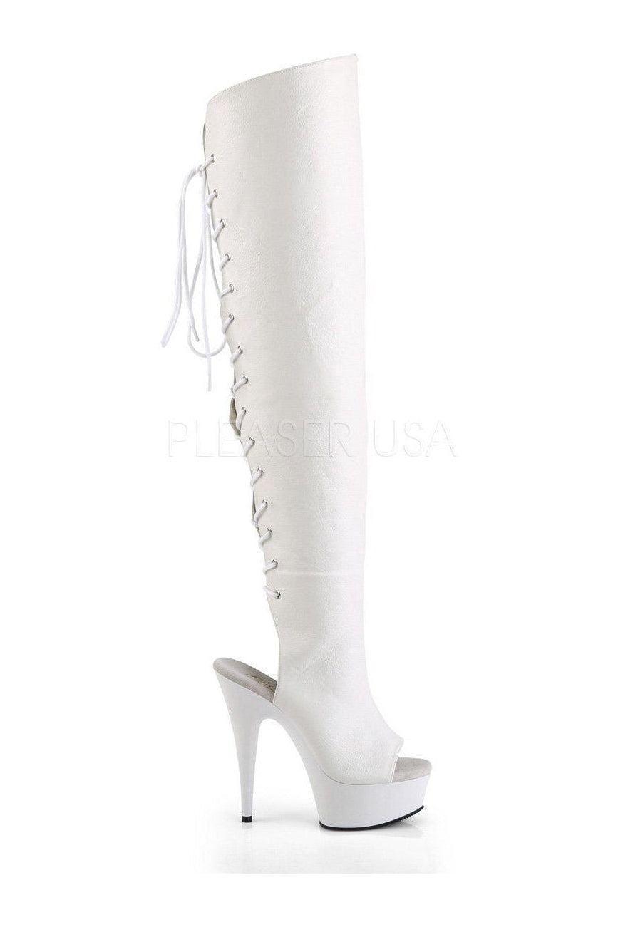 Pleaser DELIGHT-3019 Platform Boot in White Faux Leather
