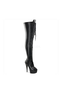 Pleaser DELIGHT-3023 Platform Boot in Black Faux Leather from SexyShoes.com
