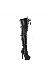 Pleaser DELIGHT-3028 Platform Boot in Black Faux Leather from SexyShoes.com