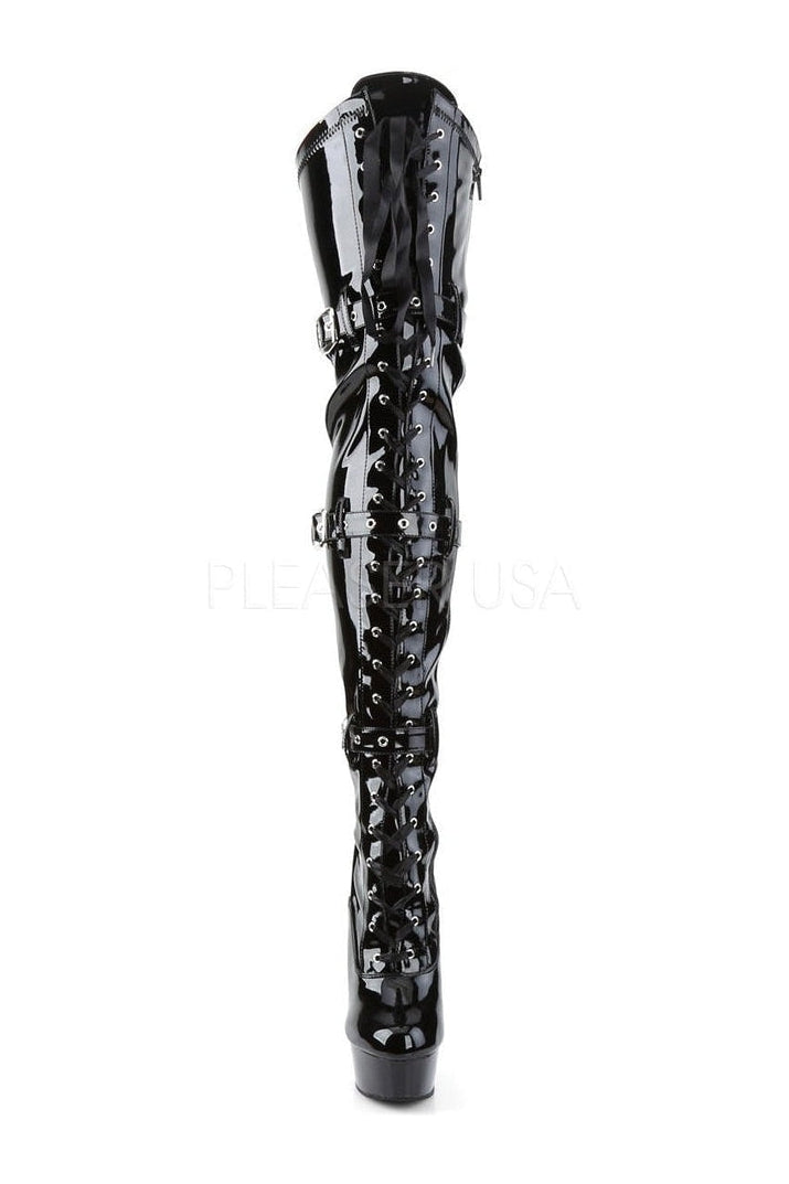 DELIGHT-3028 Platform Boot | Black Patent-Pleaser-Thigh Boots-SEXYSHOES.COM
