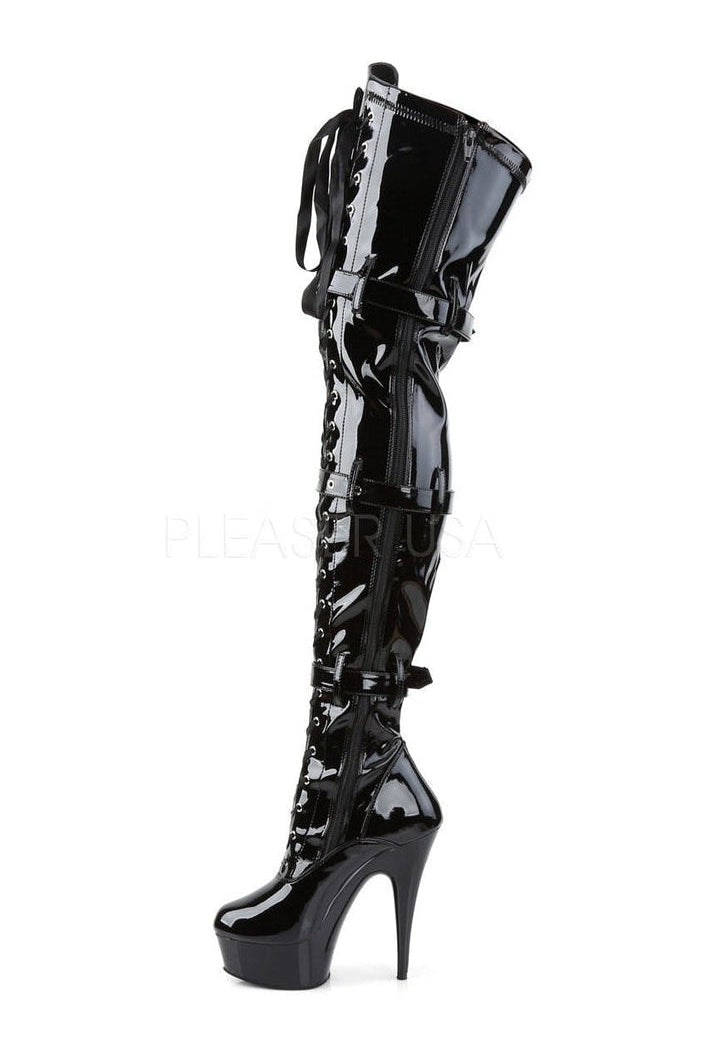 Pleaser DELIGHT-3028 Platform Boot in Black Patent