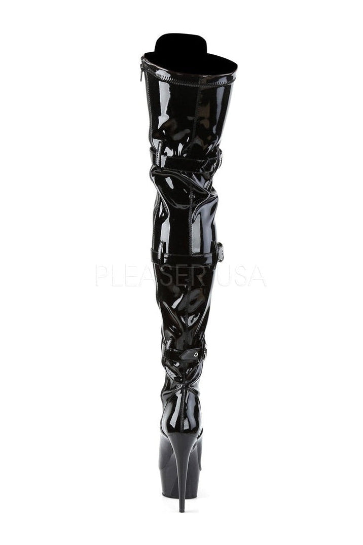 DELIGHT-3028 Platform Boot | Black Patent-Pleaser-Thigh Boots-SEXYSHOES.COM