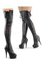 DELIGHT-3050 Platform Boot  | Black Faux Leather