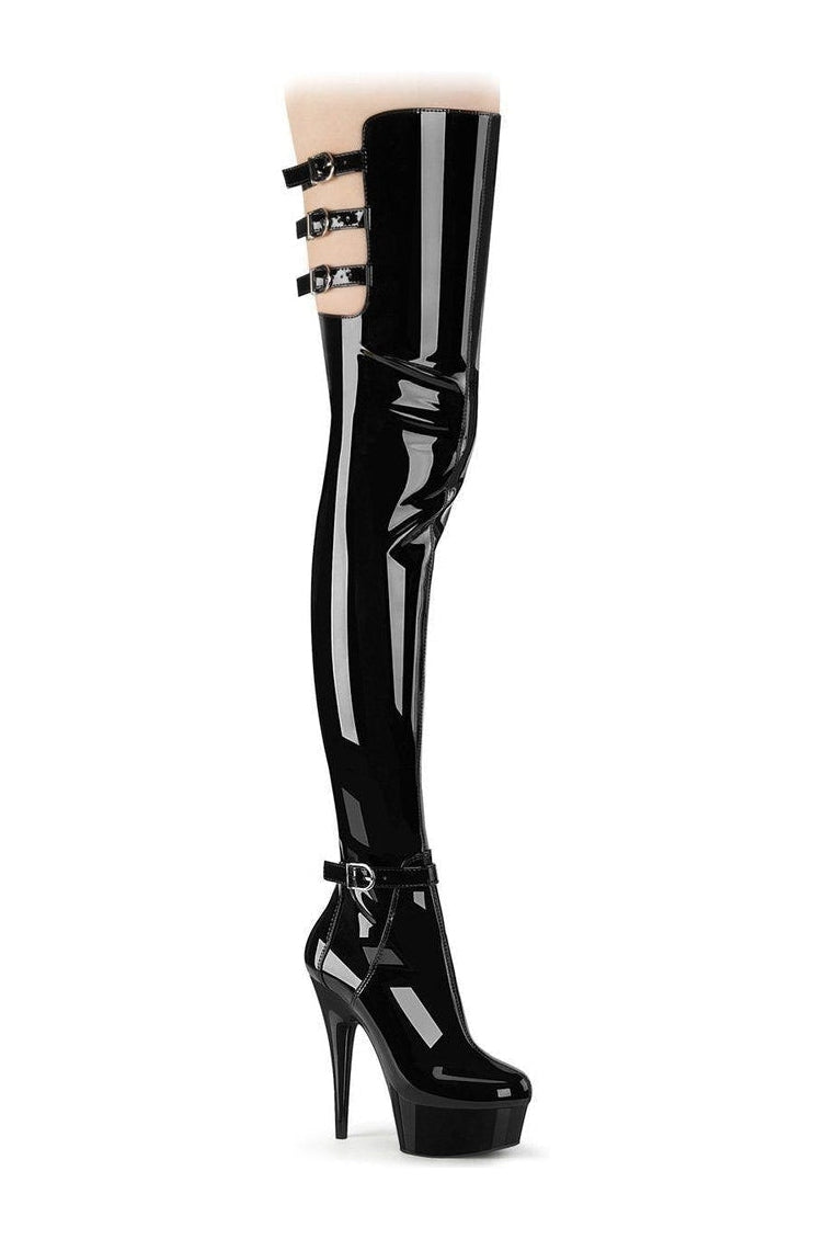 Pleaser Black Thigh Boots Platform Stripper Shoes | Buy at Sexyshoes.com