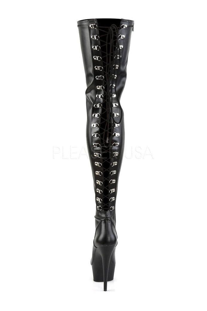 Pleaser DELIGHT-3063 Platform Boot in Black Faux Leather