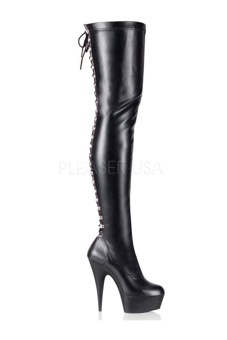 Pleaser DELIGHT-3063 Platform Boot in Black Faux Leather from SexyShoes.com