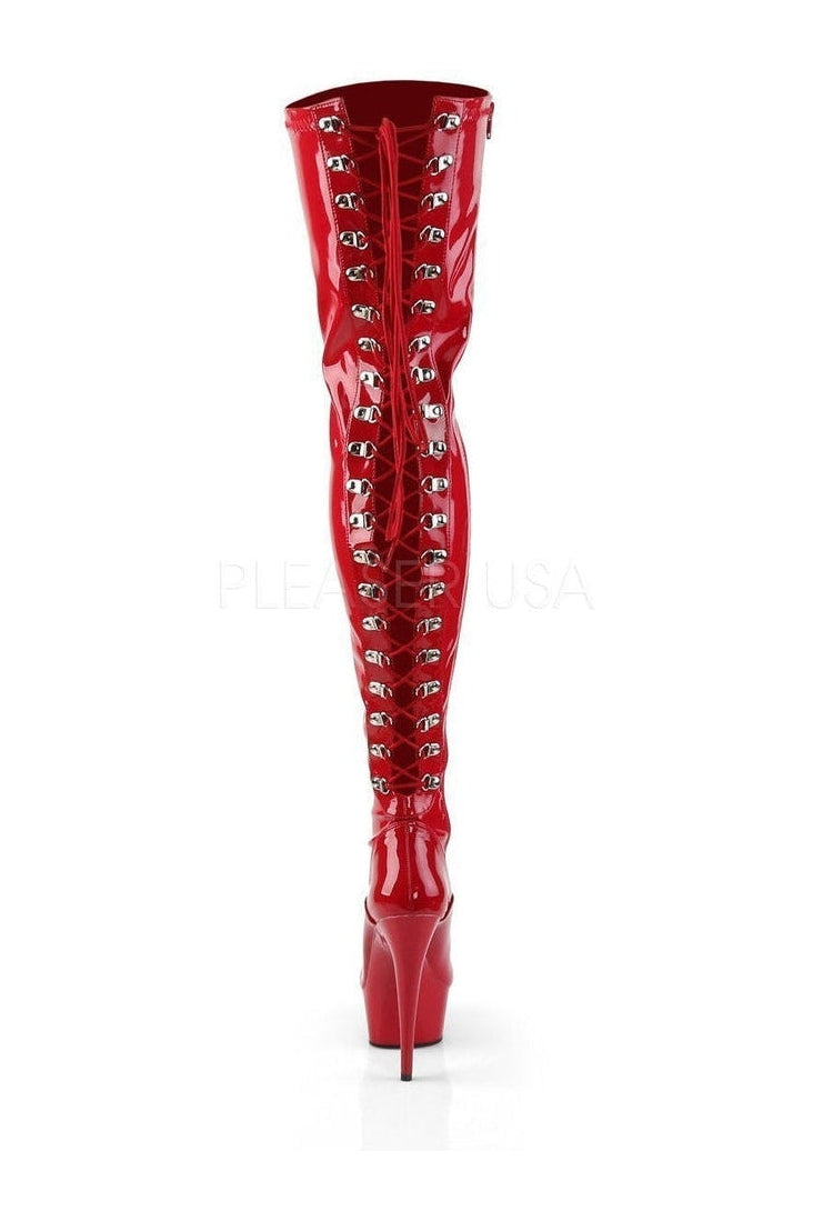 Pleaser DELIGHT-3063 Platform Boot in Red Patent