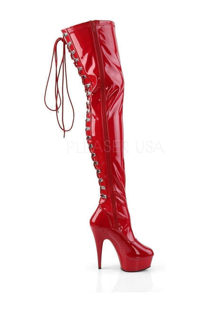 DELIGHT-3063 Platform Boot | Red Patent-Pleaser-Thigh Boots-SEXYSHOES.COM
