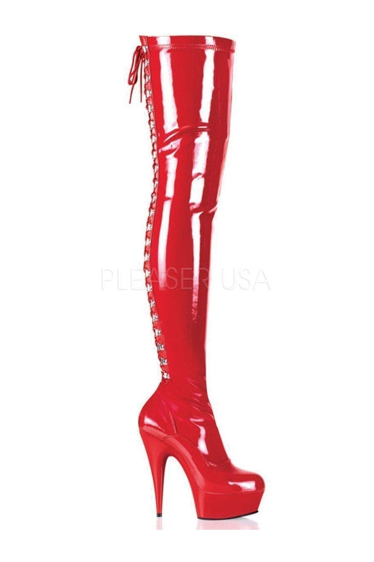 DELIGHT-3063 Platform Boot | Red Patent-Pleaser-Red-Thigh Boots-SEXYSHOES.COM