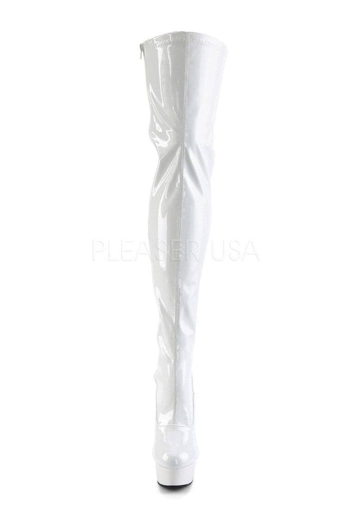 Pleaser DELIGHT-3063 Platform Boot in White Patent