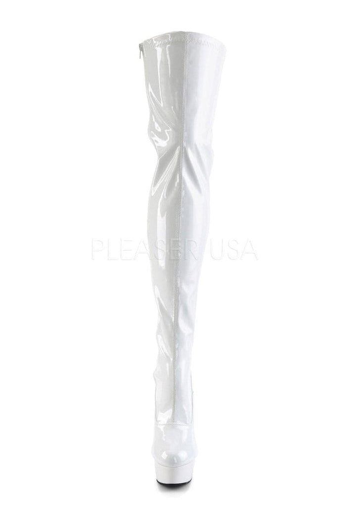 DELIGHT-3063 Platform Boot | White Patent-Pleaser-Thigh Boots-SEXYSHOES.COM