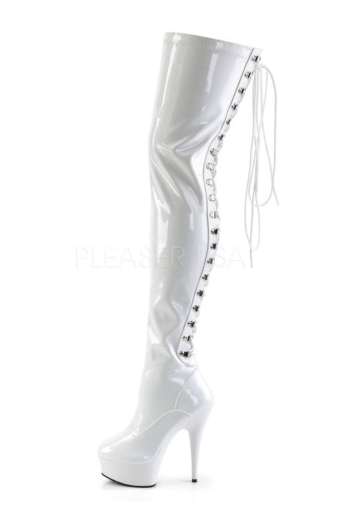 DELIGHT-3063 Platform Boot | White Patent-Pleaser-Thigh Boots-SEXYSHOES.COM