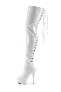 Pleaser DELIGHT-3063 Platform Boot in White Patent