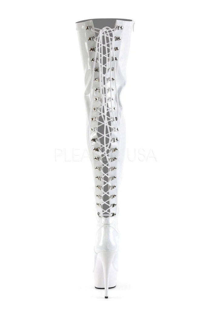 DELIGHT-3063 Platform Boot | White Patent-Pleaser-Thigh Boots-SEXYSHOES.COM