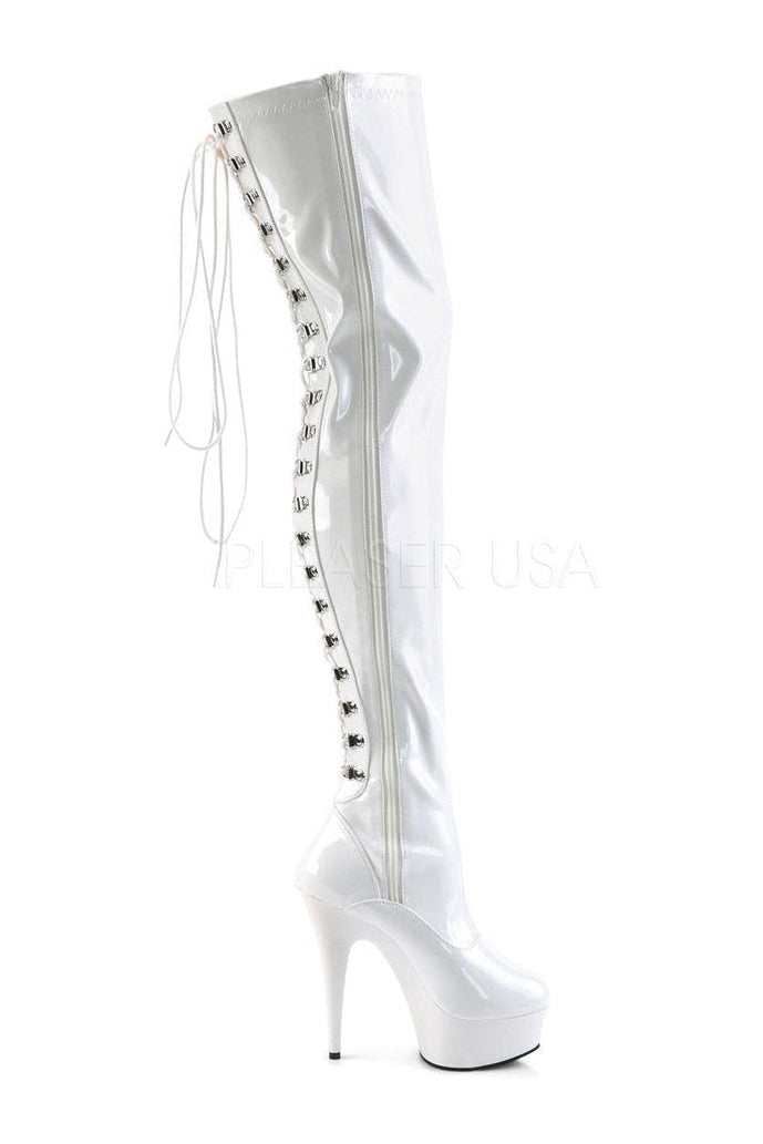 Pleaser DELIGHT-3063 Platform Boot in White Patent