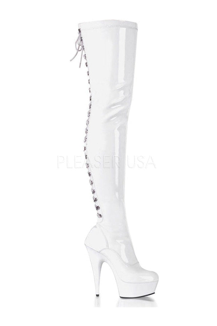 Pleaser DELIGHT-3063 Platform Boot in White Patent from SexyShoes.com