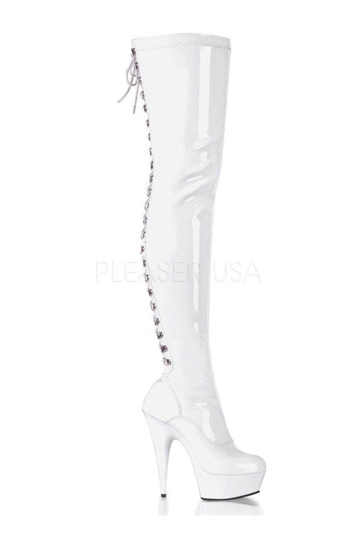 DELIGHT-3063 Platform Boot | White Patent-Pleaser-White-Thigh Boots-SEXYSHOES.COM