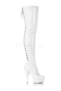 Pleaser DELIGHT-3063 Platform Boot in White Patent from SexyShoes.com