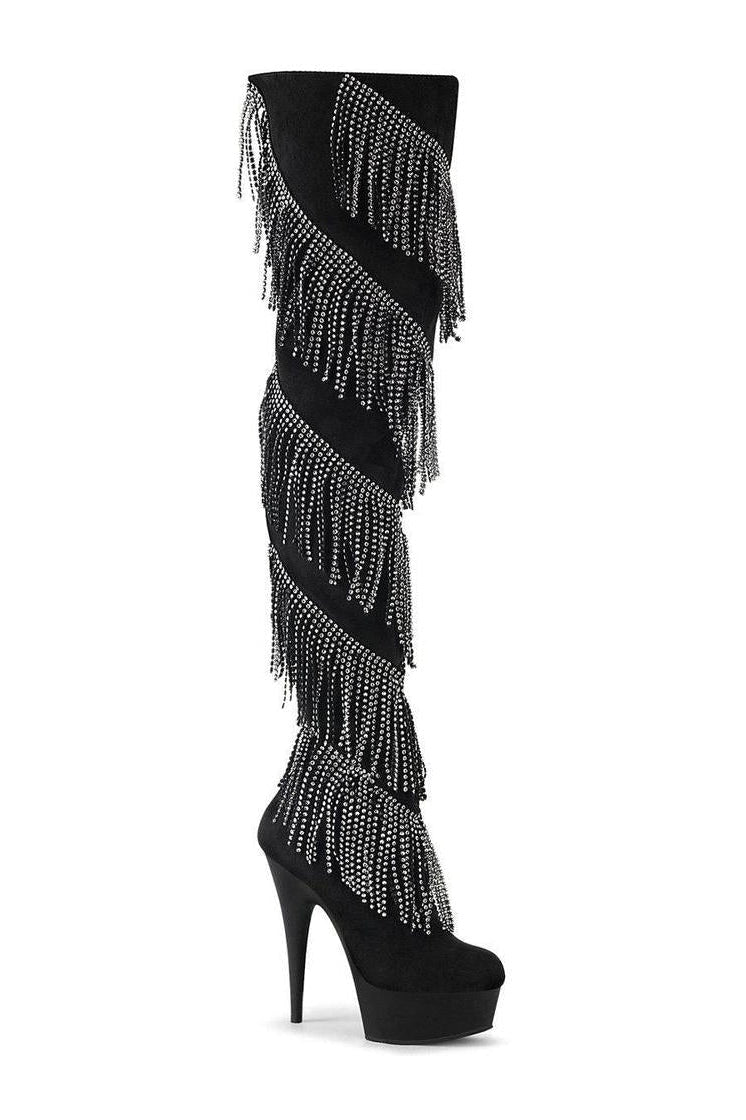 Pleaser DELIGHT-3065 Thigh Boot in Black Faux Suede from SexyShoes.com