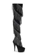 DELIGHT-3065 Thigh Boot | Black Faux Suede