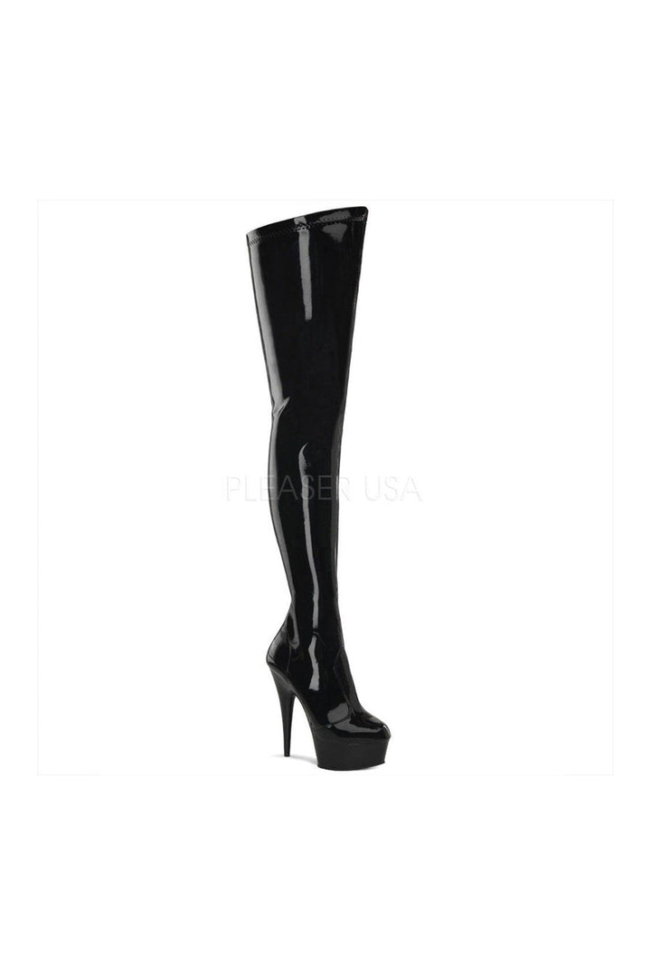 DELIGHT-4000 Platform Boot | Black Patent-Pleaser-Black-Thigh Boots-SEXYSHOES.COM