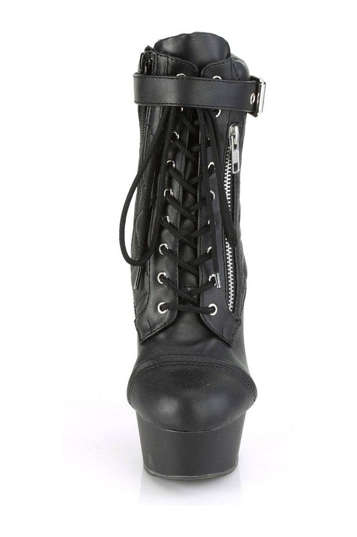 DELIGHT-600-05 Stripper Boot | Black Faux Leather-Pleaser