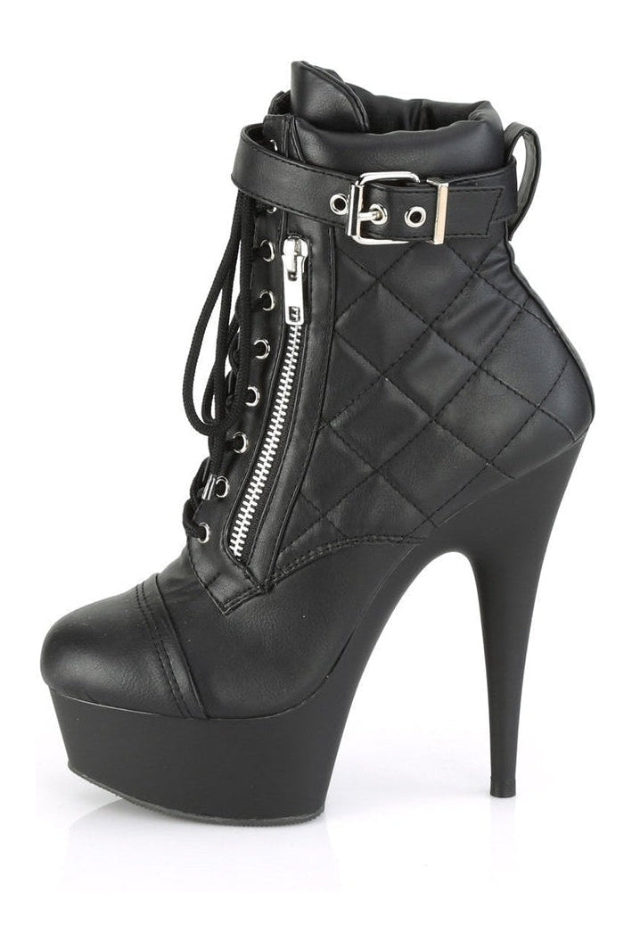 DELIGHT-600-05 Stripper Boot | Black Faux Leather-Pleaser