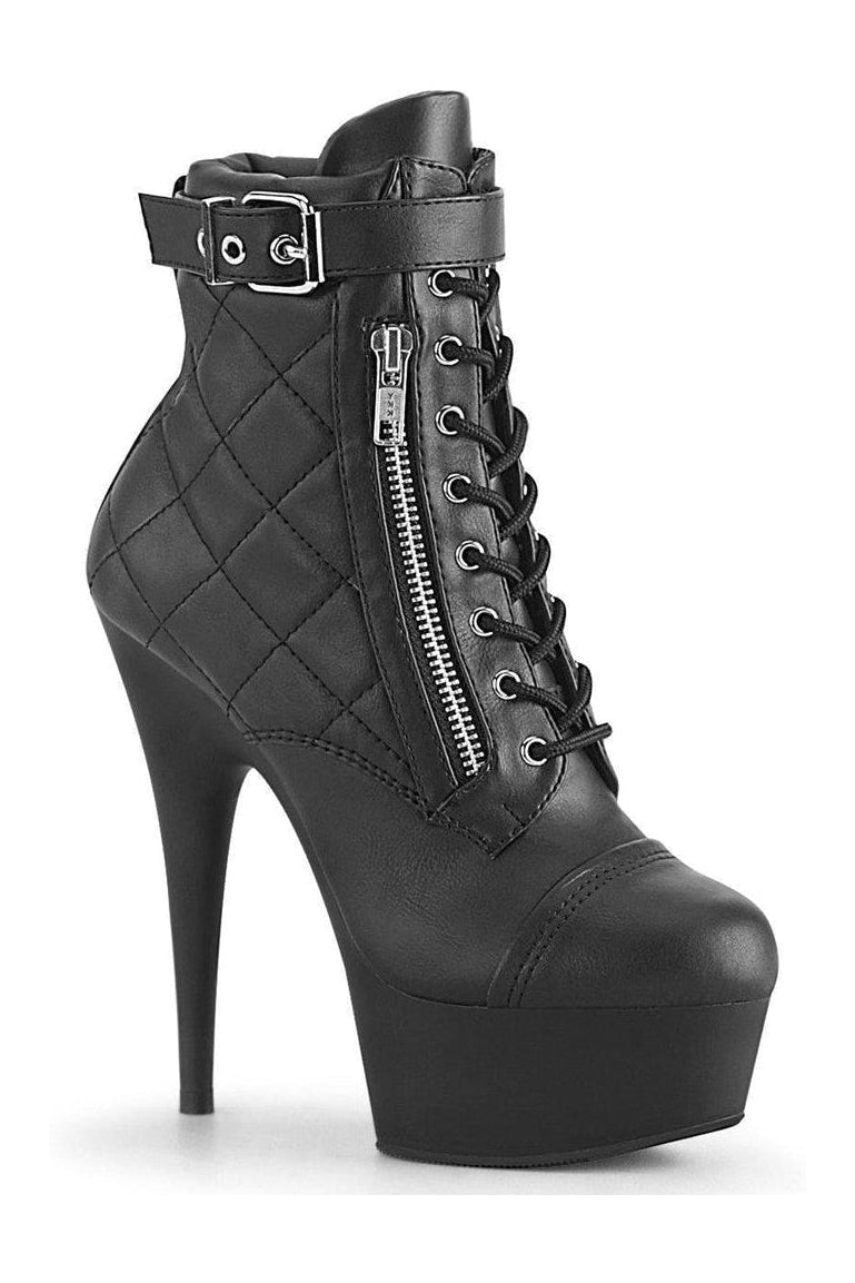 DELIGHT-600-05 Stripper Boot | Black Faux Leather-Pleaser