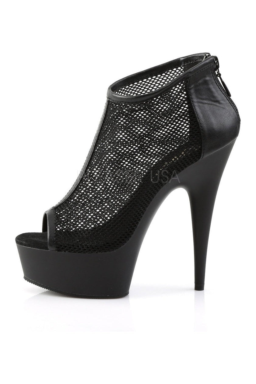 DELIGHT-600-12 Ankle Boot | Black Faux Leather-Pleaser-Ankle Boots-SEXYSHOES.COM