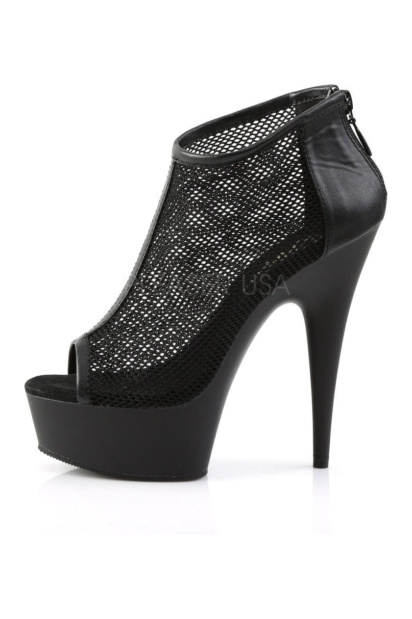 Pleaser DELIGHT-600-12 Ankle Boot in Black Faux Leather