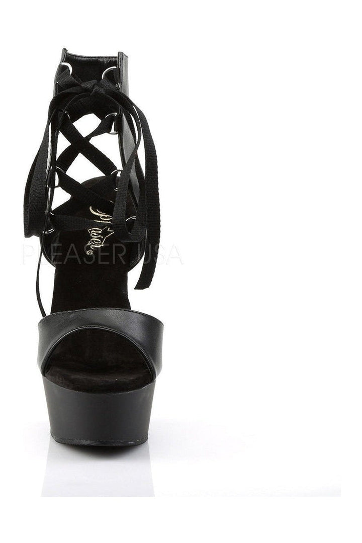 DELIGHT-600-14 Platform Sandal | Black Faux Leather-Pleaser-Sandals-SEXYSHOES.COM