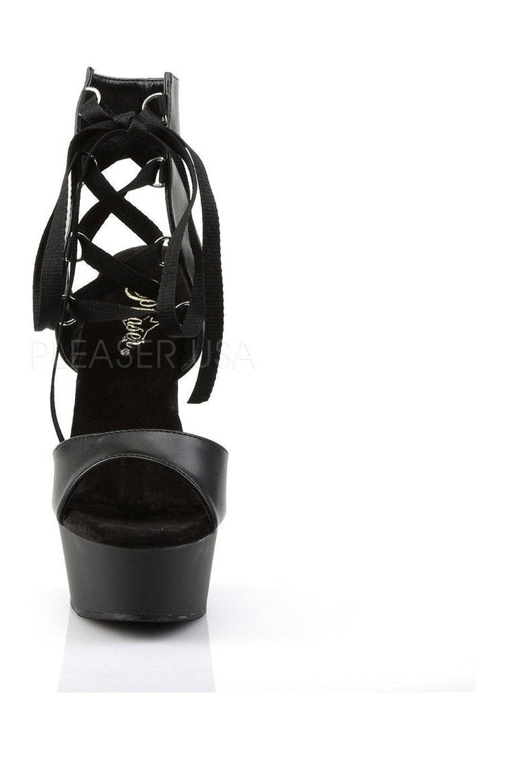 DELIGHT-600-14 Platform Sandal  | Black Faux Leather