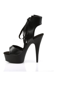 Pleaser DELIGHT-600-14 Platform Sandal in Black Faux Leather